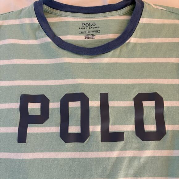 Polo Ralph Lauren Women’s L/S T-Shirt Blue & White Striped Spell Out Size XL - Picture 8 of 13